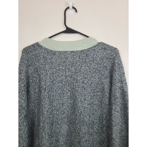 Silence + Noise Womens Oversized Pullover Sweater Medium Gray Mint Green V Neck - Picture 4 of 7